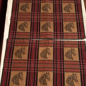 2 Padma Creations Plaid Horse Print Placemats